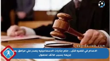 الإعدام في قضية قتل.. حكم جنايات الإسماعيلية يصدر على مراهق بعد جريمة بسبب هاتف محمول